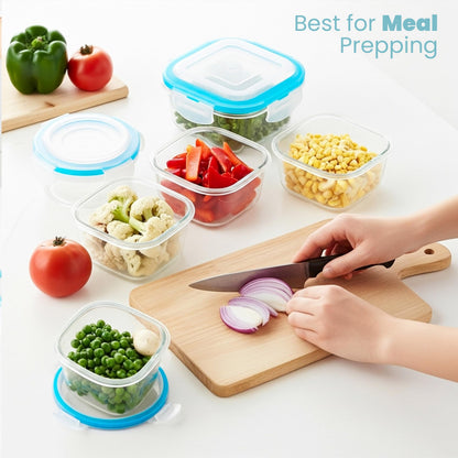 KICHLY 9 Pack Glass Container Food Storage with Airtight Lids, Leakproof Lunch Boxes, BPA-Free, Large, Small and Round Meal Prep Glass Storage Containers, Microwave Safe - Available at All In One Marketplace Canada