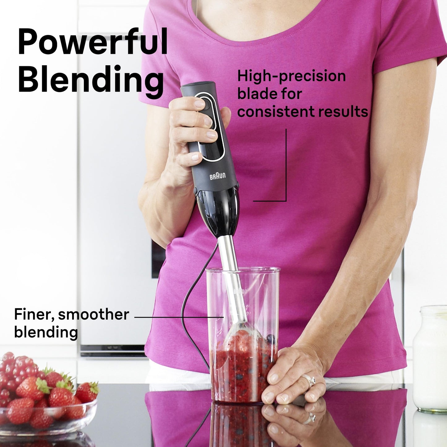 Braun MQ505 Immersion Hand Blender w/Whisk & Beaker, Dual Speed, 350W Braun