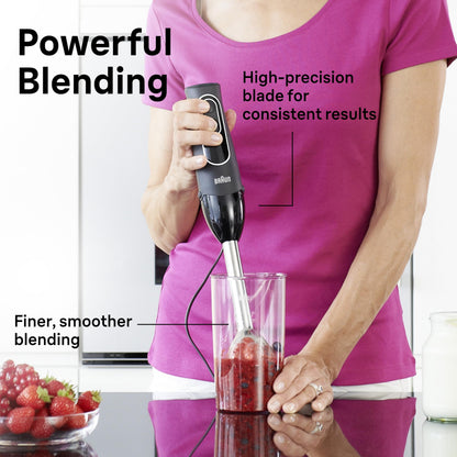 Braun MQ505 Immersion Hand Blender w/Whisk & Beaker, Dual Speed, 350W Braun