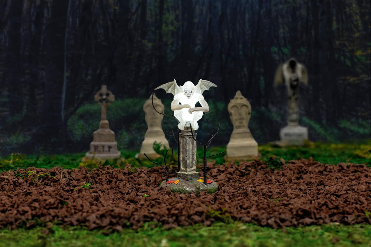 Department 56 Village Collection Accessories Halloween Gargoyle Watching Over The Graveyard Lit Figurine, 4 Inch, Multicolor