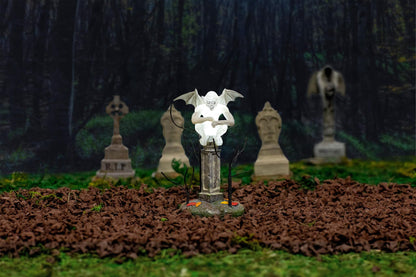 Department 56 Village Collection Accessories Halloween Gargoyle Watching Over The Graveyard Lit Figurine, 4 Inch, Multicolor