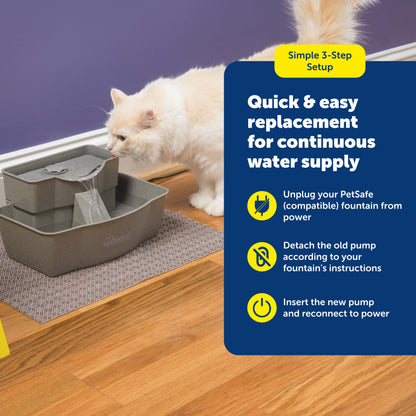 PetSafe Replacement Pump for Pet Drinking Fountains, Compatible with PetSafe Drinkwell Ceramic, Stainless Steel and 360 Dog and Cat Water Dispensers - PAC00-13206 PetSafe