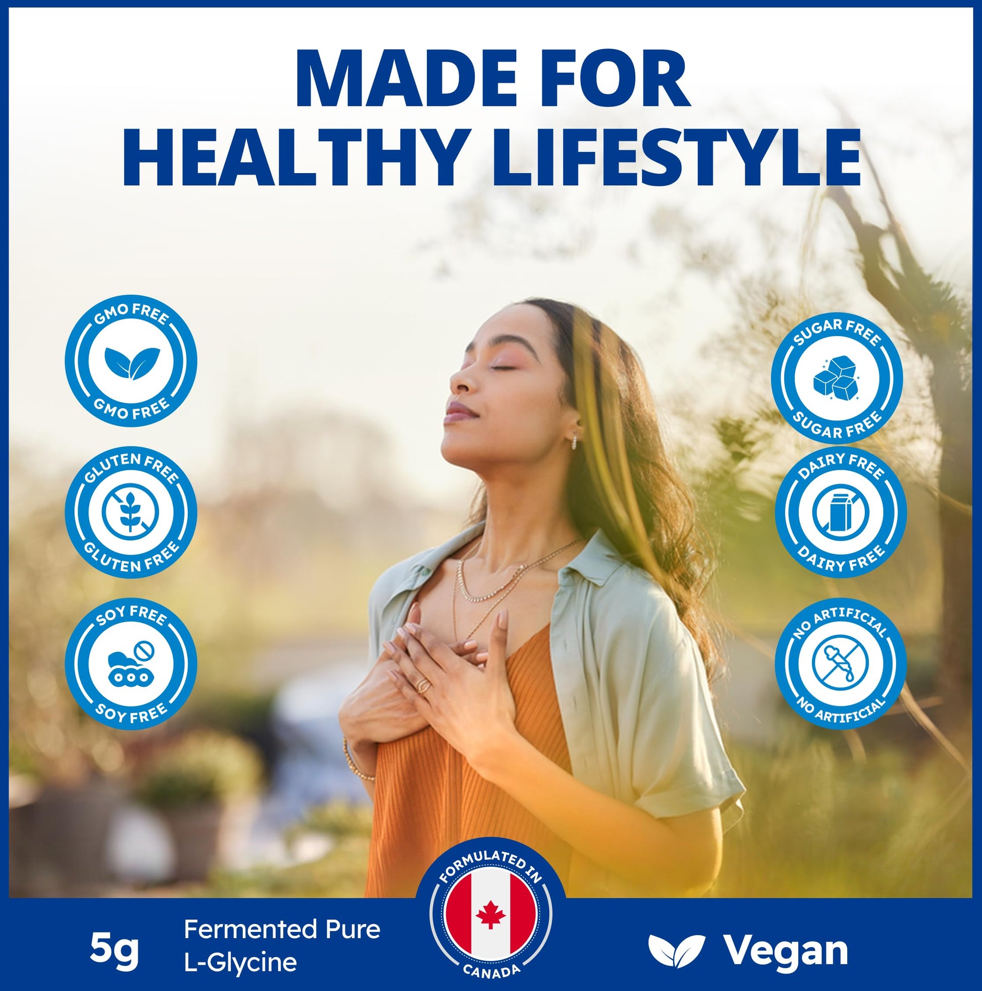 CanPrev L-Glycine Vegan Amino Acid Powder 450g – 90 Servings – Pure 5g Glycine for Active Lifestyle, Daily Calm & Recovery – Proudly Canadian-Made - Available at All In One Marketplace Canada