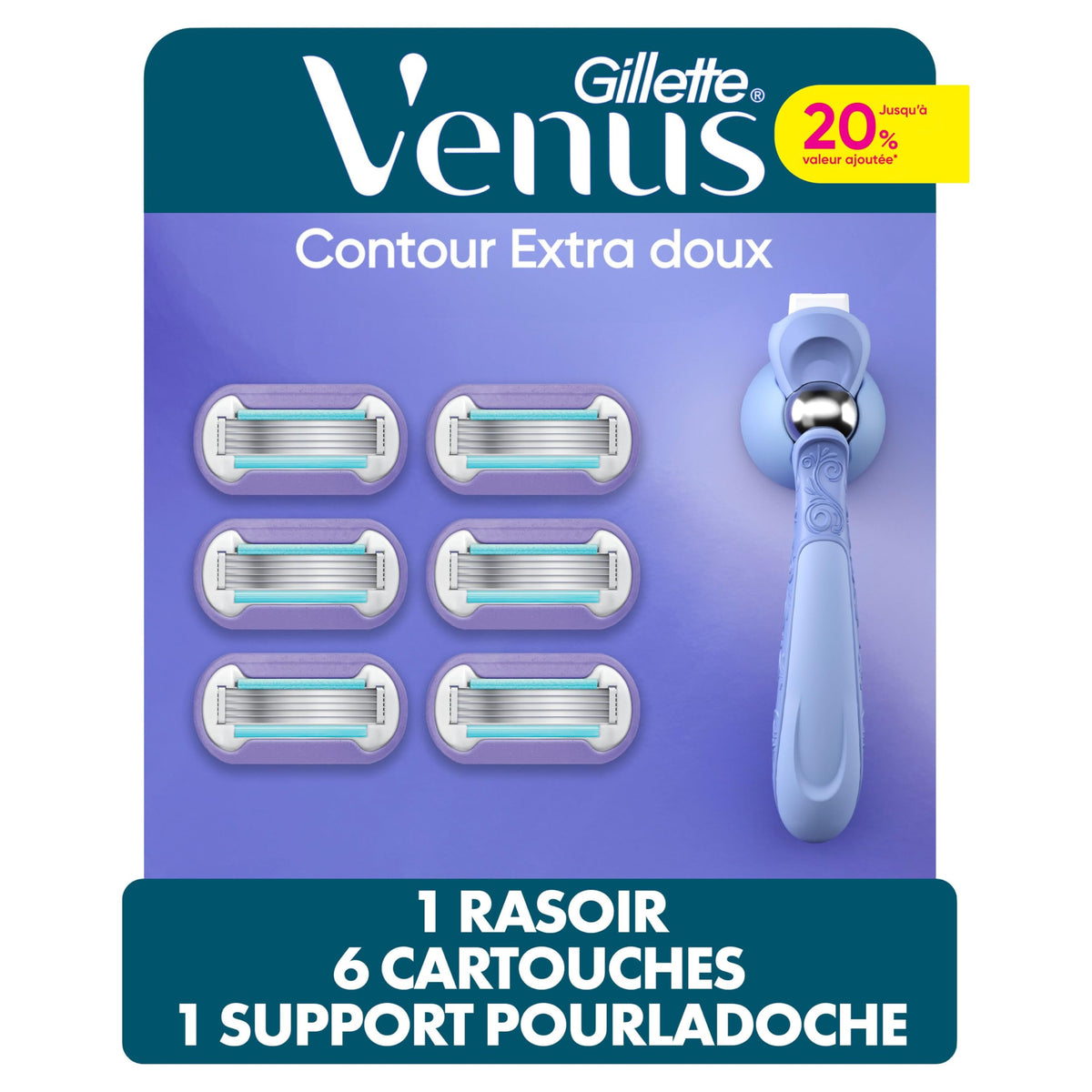 Gillette Venus Vera Bradley Deluxe Smooth Women’s Razor Handle + 6 Cartridges, Blue and Pink