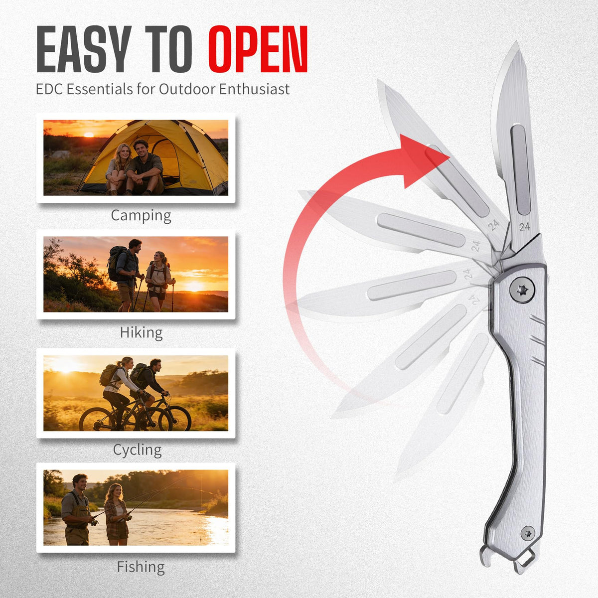 Pocket Utility Knife, EDC Keychain Folding Utility Knife with Bottle Opener - Box Cutter, Stocking Stuffers for Men, Gifts for Men Christmas - Camping Essential for Outdoor, Extra 5 Quick-Change Blade 🍁 All In One Marketplace Canada