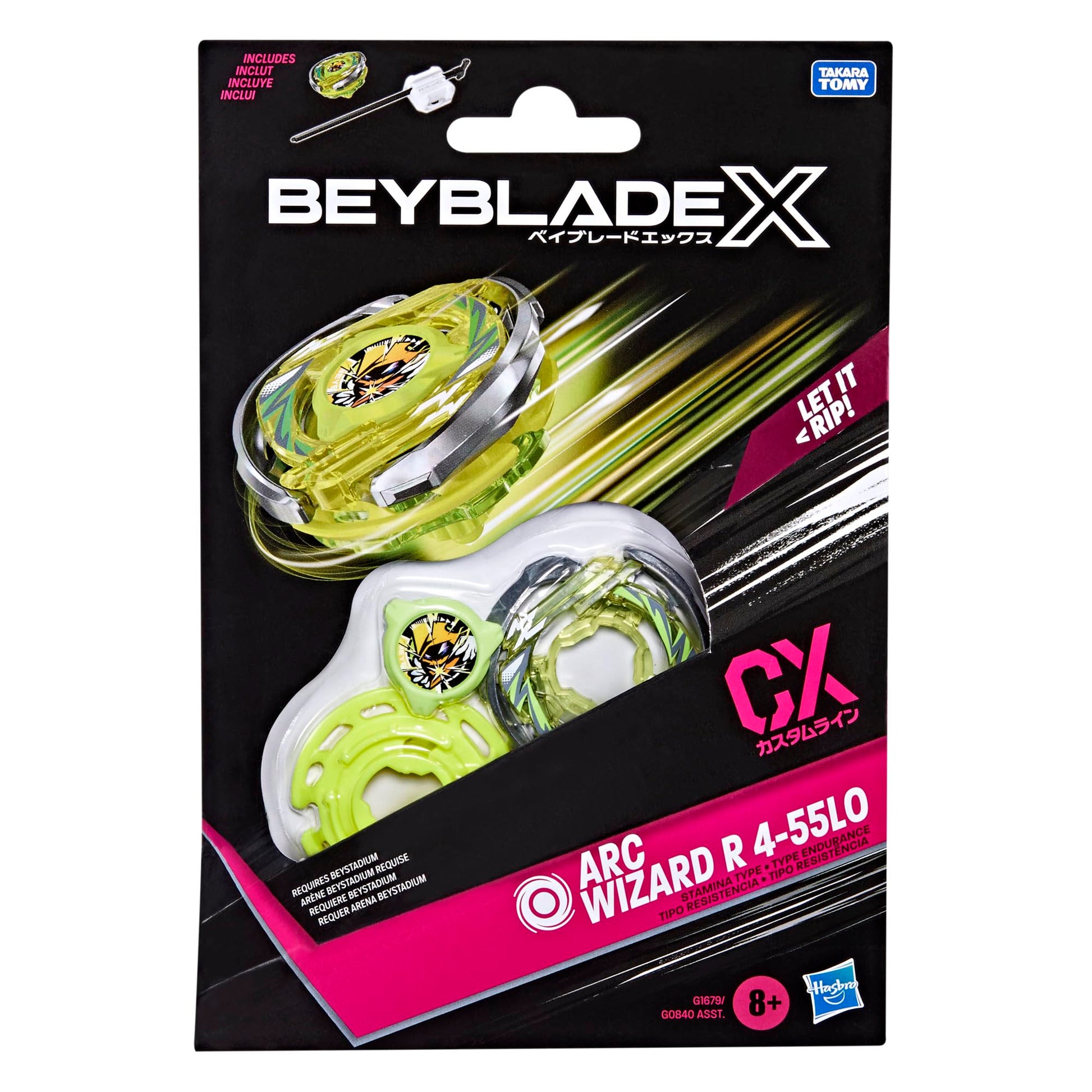 Beyblade X Arc Wizard R 4-55LO CX Starter Pack Set, Stamina Type Top and Launcher; Authentic Takara Tomy Battle Tops Games, Toys for Boys and Girls 8+ BEYBLADE