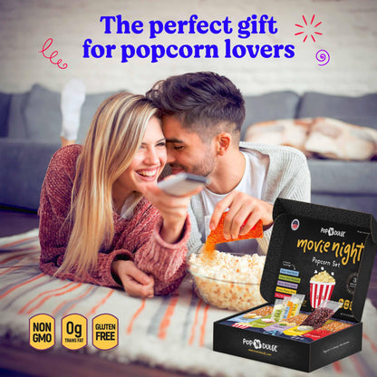 Pop n' Dulge Movie Night Popcorn Kit - 16 Pack with 5 Gourmet Kernels & 5 Seasonings