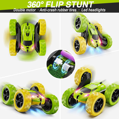 QUNREDA Remote Control Car, RC Car Toys for 6-12 Year Old Boys, Off Road RC Stunt Car 4WD 360° Rotating Remote Control Car for Kids, Boys Girls Gifts for Birthday, Christmas Yellow&Green 🍁 All In One Marketplace Canada