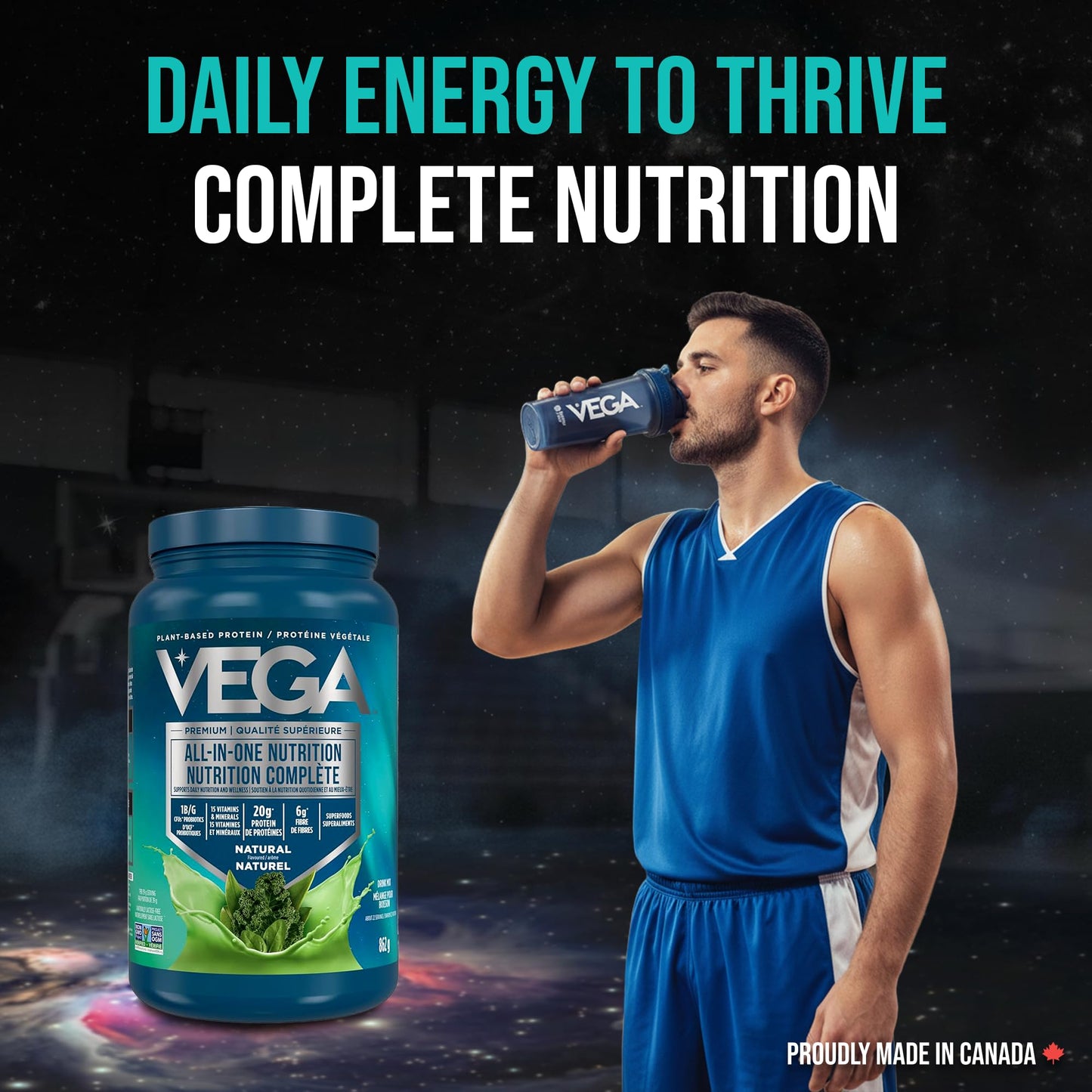 Vega Premium All-in-One Nutrition Protein Powder – 20g Plant-Based Vegan Protein, Vitamins & Probiotics, Natural, 862g (22 Servings) 🍁 All In One Marketplace Canada