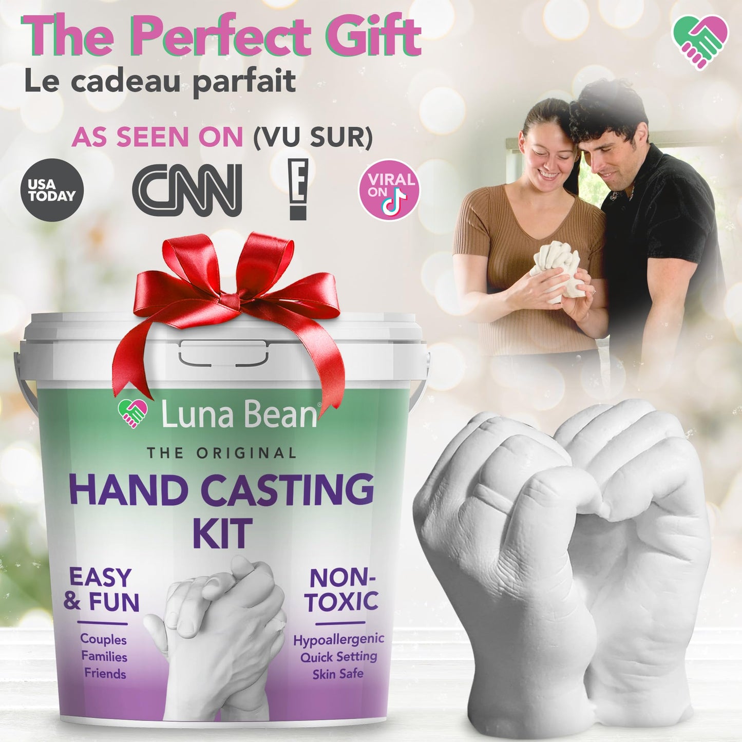 Luna Bean Hand Casting Kit – The Original Hand Mold Kit – Anniversary Engagement Gifts for Women Men Her Him Couples Wife Boyfriend Girlfriend Wedding Bridal Shower - Available at All In One Marketplace Canada