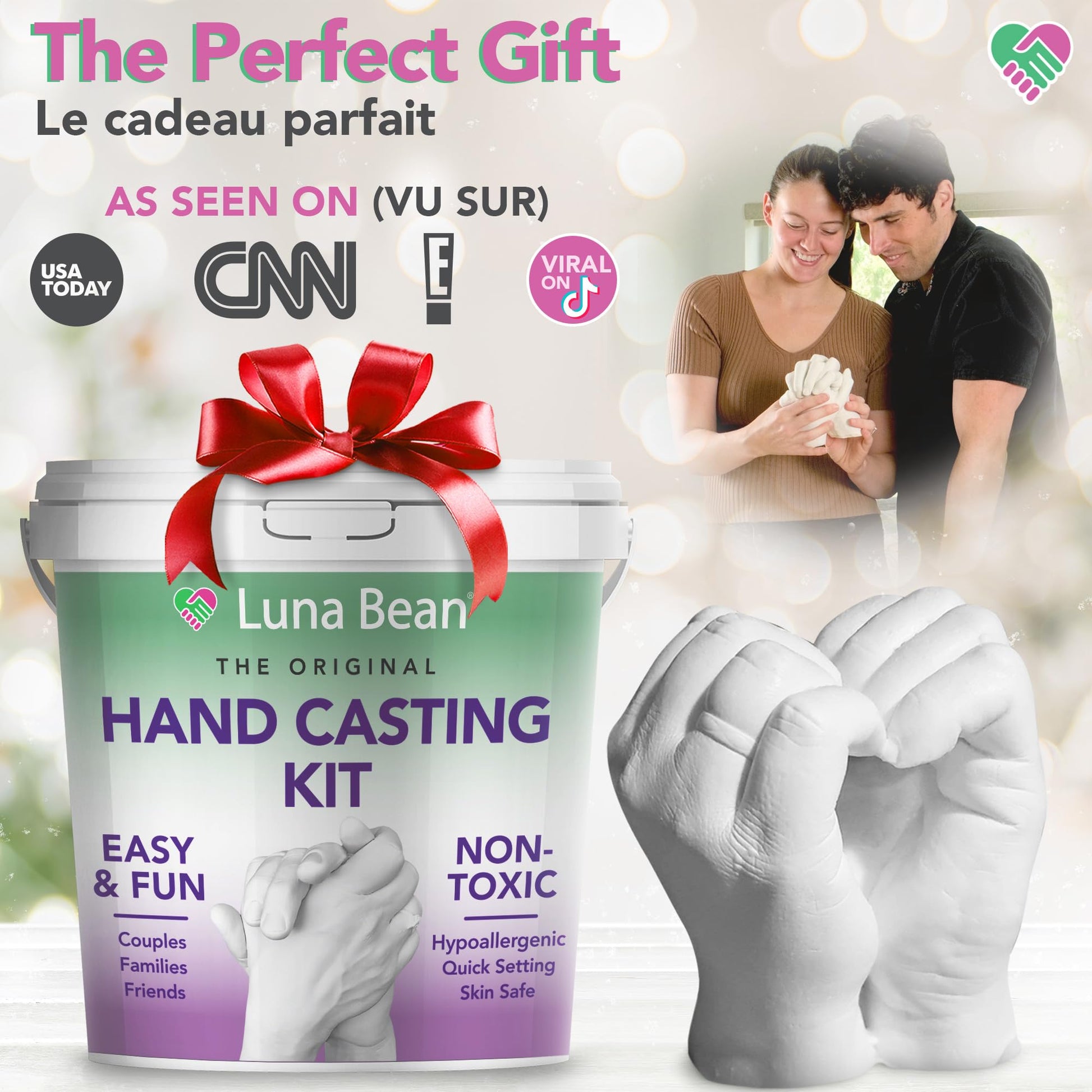 Luna Bean Hand Casting Kit – The Original Hand Mold Kit – Anniversary Engagement Gifts for Women Men Her Him Couples Wife Boyfriend Girlfriend Wedding Bridal Shower - Available at All In One Marketplace Canada
