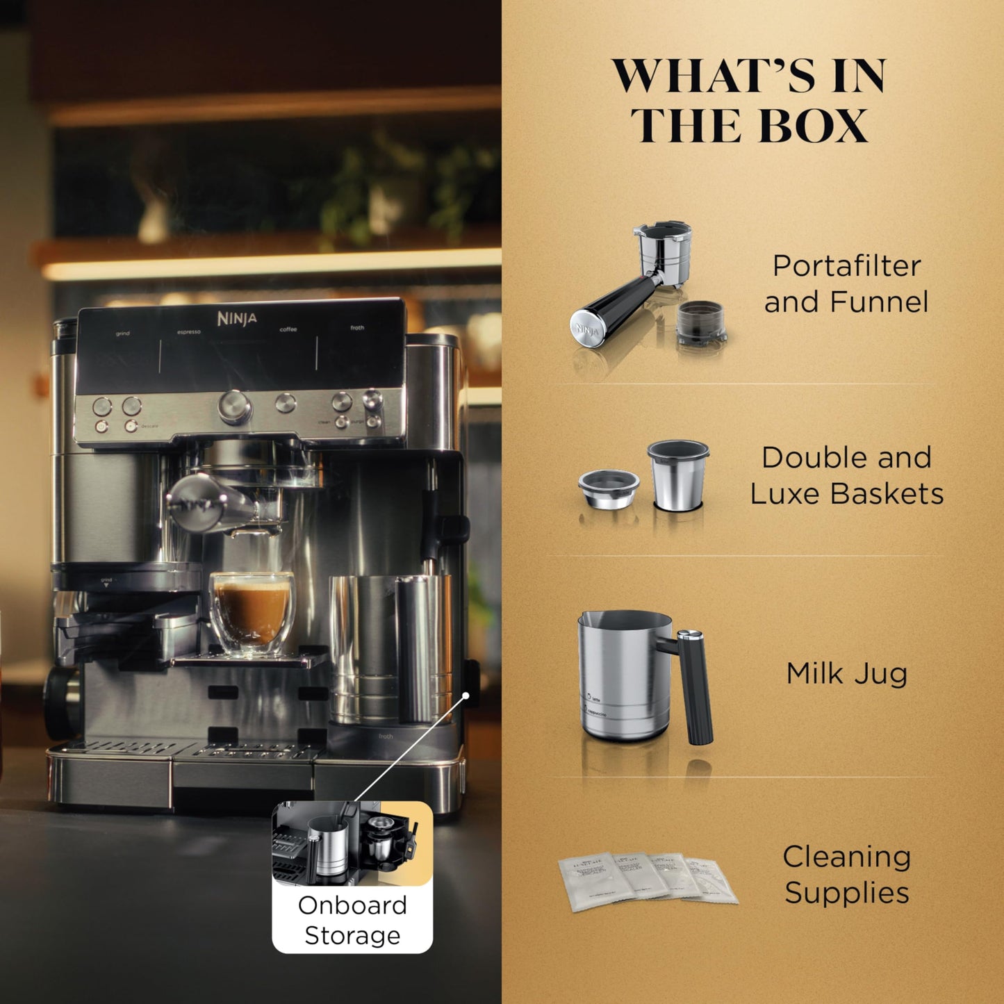 Ninja Espresso Machine, Luxe Café Premier Series, Drip Coffee Maker and Rapid Cold Brew, Integrated Grinder, Assisted Tamper, Hands-Free Frother, ES601C (Canadian Version) - Available at All In One Marketplace Canada