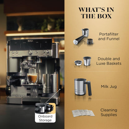 Ninja Espresso Machine, Luxe Café Premier Series, Drip Coffee Maker and Rapid Cold Brew, Integrated Grinder, Assisted Tamper, Hands-Free Frother, ES601C (Canadian Version) - Available at All In One Marketplace Canada