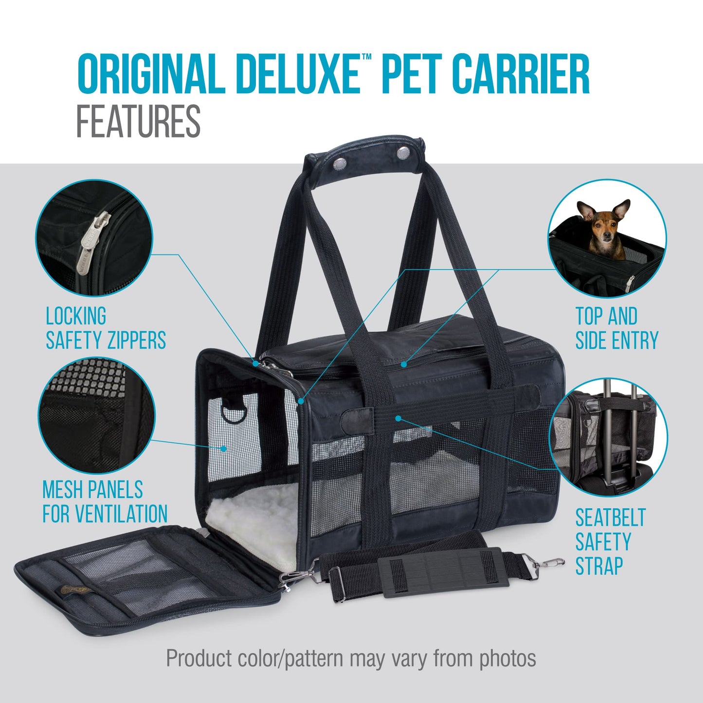 SHERPA Original Deluxe Airline Approved Pet Carrier, Medium, Black Sherpa