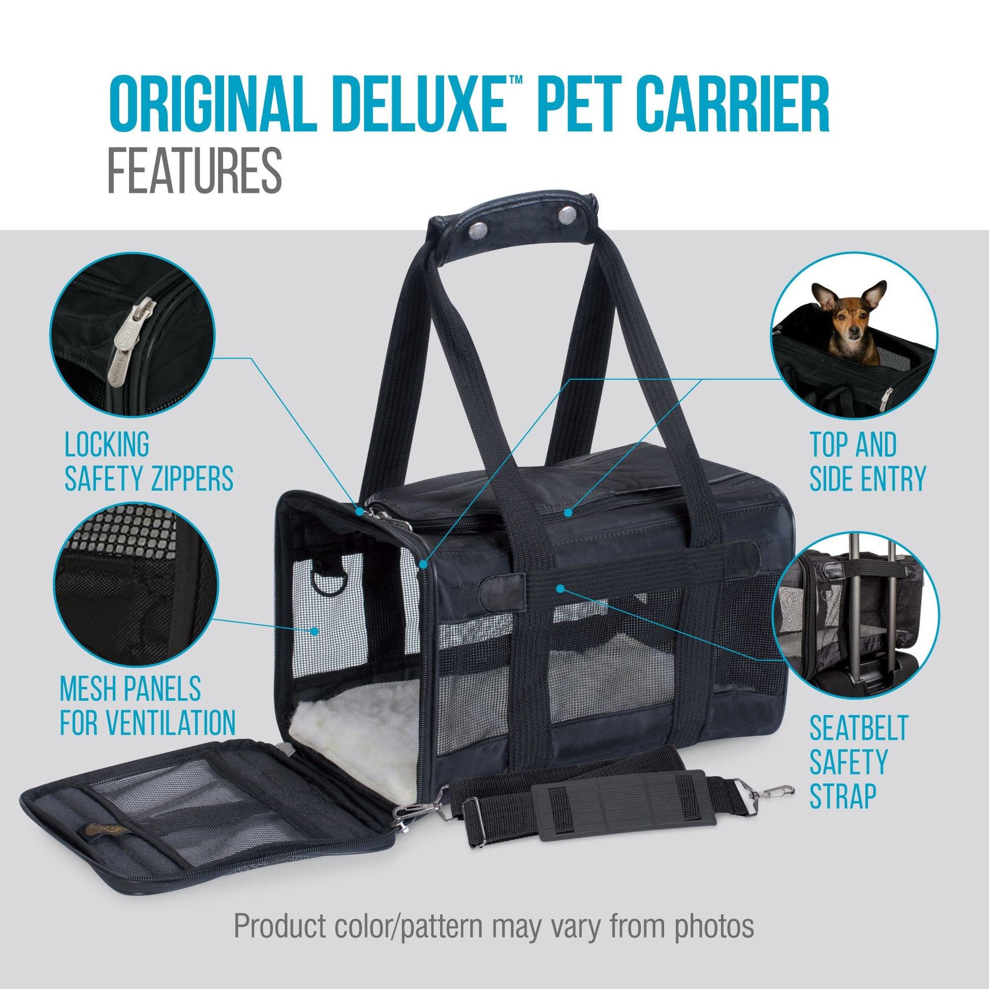 SHERPA Original Deluxe Airline Approved Pet Carrier, Medium, Black Sherpa