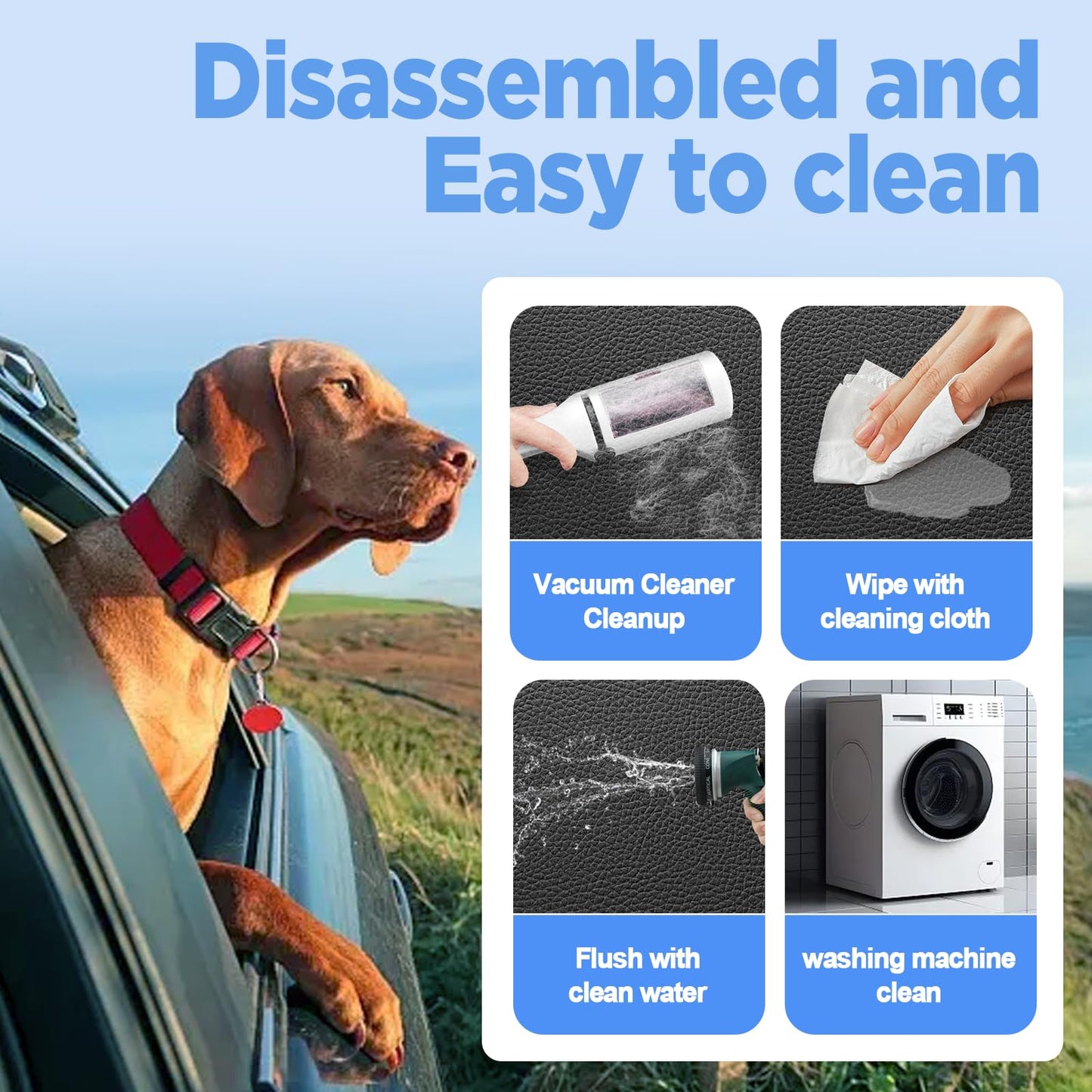 MYJAQI Back Seat Extender for Dogs, Waterproof Dog Car Seat Cover with Hard Bottom, Premium PU Leather, Anti-Scratch, Non-Slip, Easy to Clean, Supports Large Dogs Up to 400 lbs
