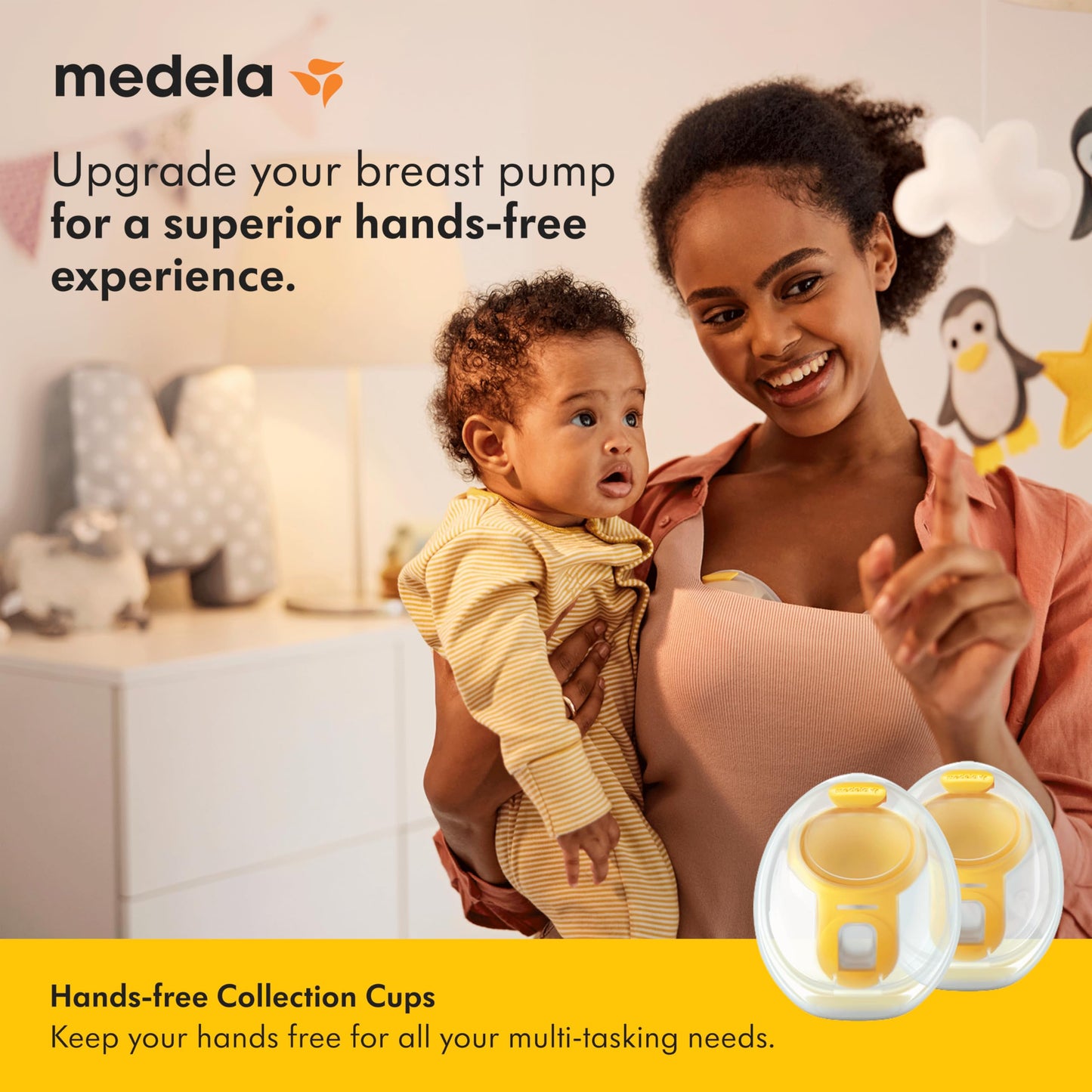 Medela Hands-free Collection Cups, Compatible with Freestyle Flex, Pump in Style with MaxFlow, and Swing Maxi Electric Breast Pumps, 1 set of 2 cups Medela