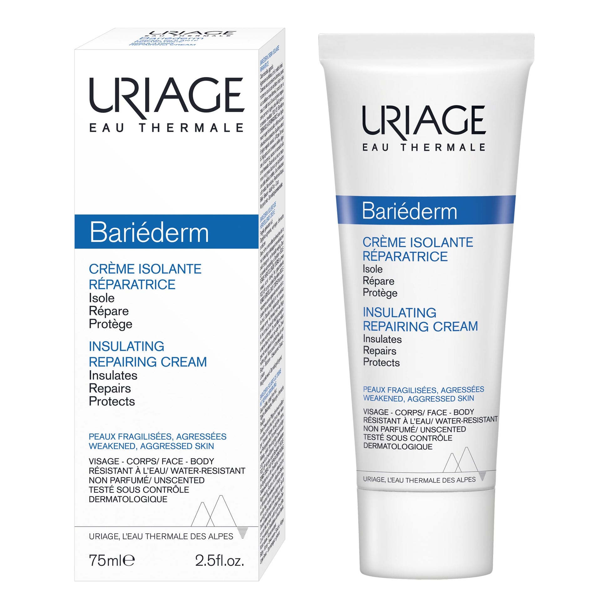 Uriage Bariéderm Insulating Repairing Cream - Anti-Friction Solution, Insulates & Deeply Repair - Protects from Irritation, Chafing & Rubbing - High Tolerance, Water-Resistant - Family Friendly - 75ml Uriage