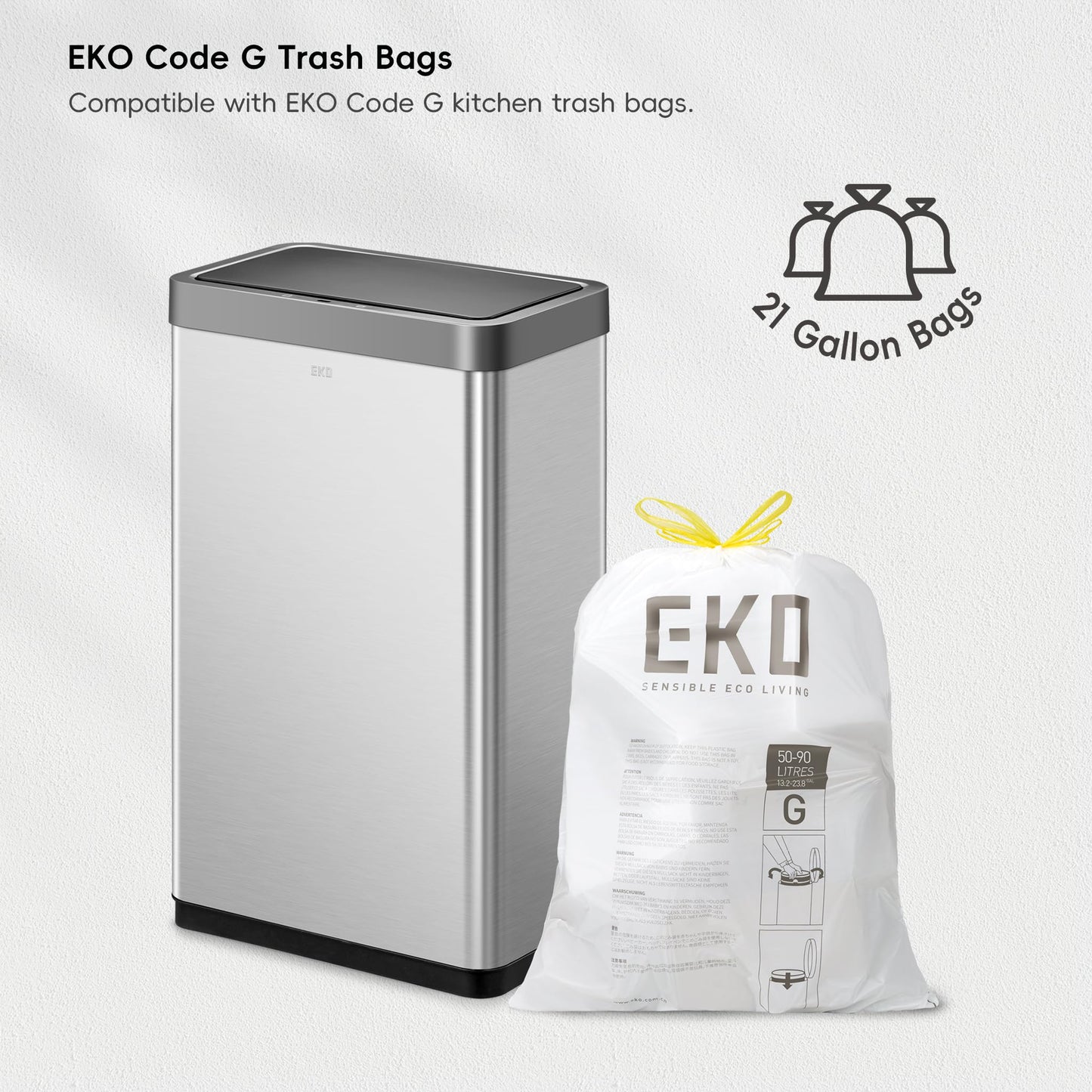 EKO Mirage X 80 Liter / 21.1 Gallons Motion Sensor Trash Can, Automatic Large Kitchen Trash Can Touchless, Stainless Steel 🍁 All In One Marketplace Canada