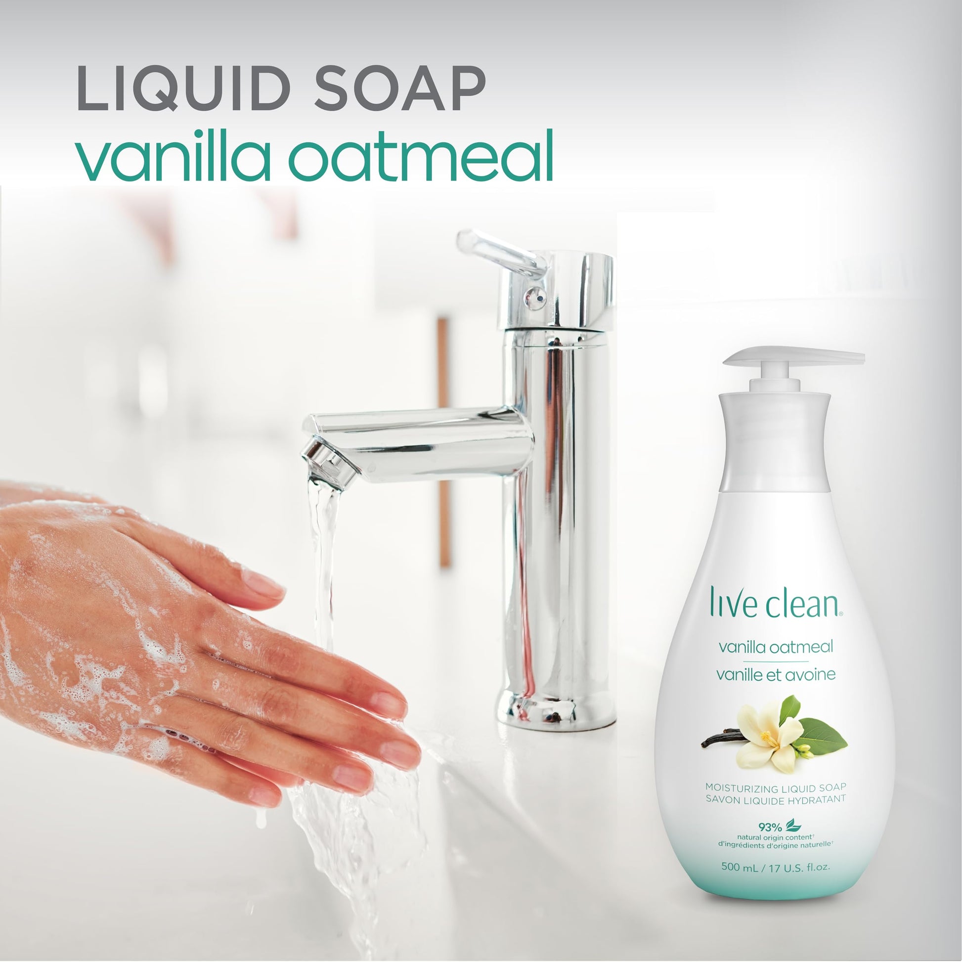 Live Clean Liquid Hand Soap, Soothing Vanilla Oatmeal, 500 mL, 4 Count (Packaging may vary) - Available at All In One Marketplace Canada