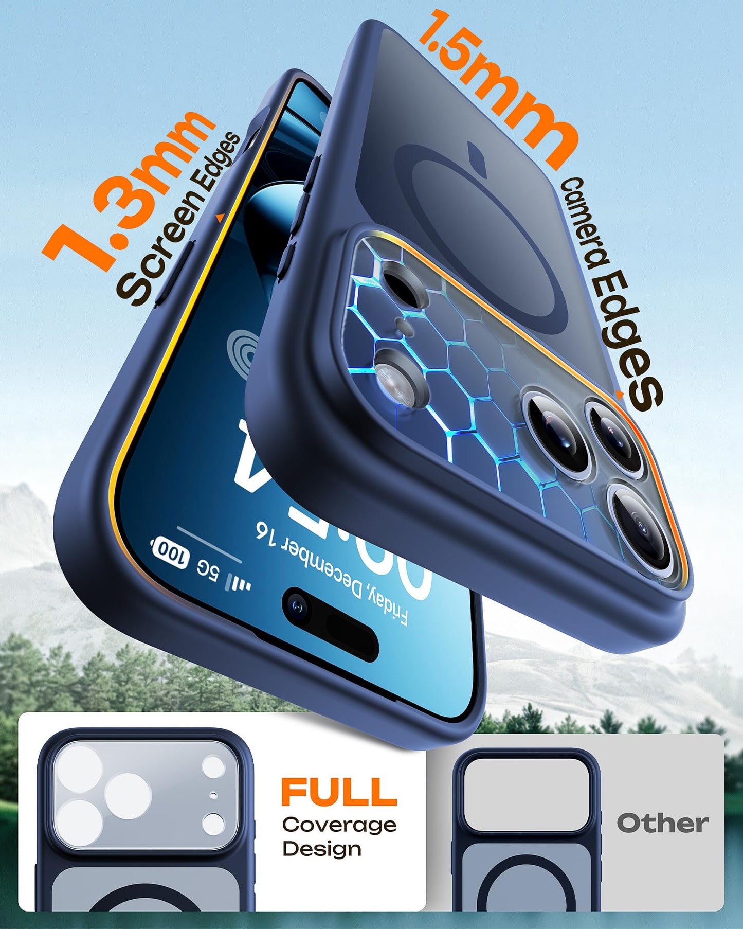 TOCOL Case for Phone 17 Pro, Full Camera Protection, Built-in Magnets, Compatible with Magsafe, Drop Protection, Translucent Matte Phone Case for Phone 17 Pro 6.3 inch (Dark Blue)