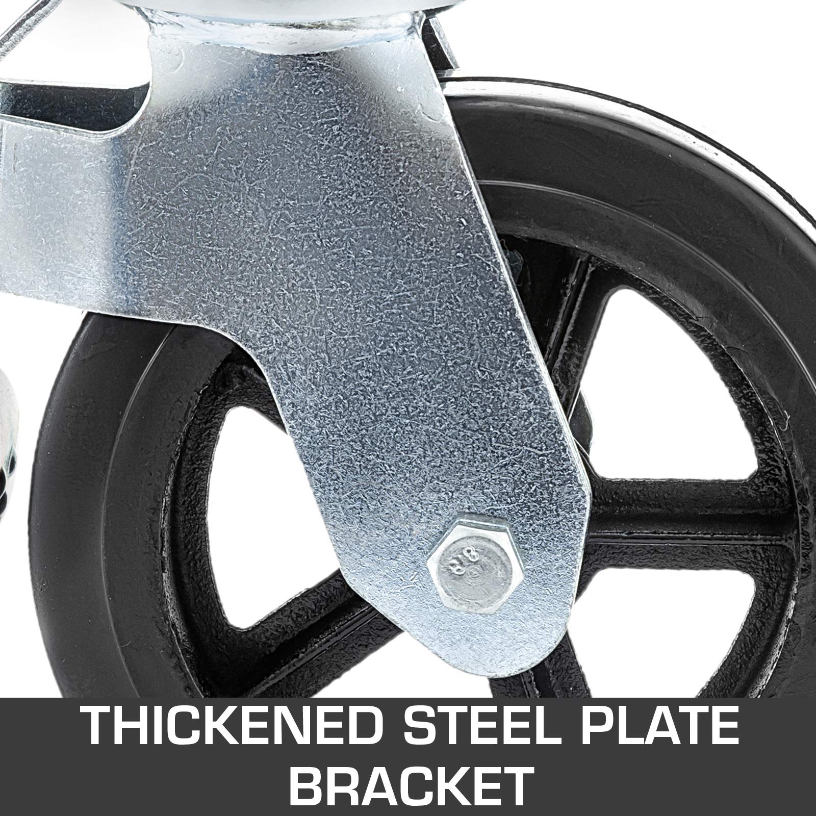 VEVOR 4 Pack 8 Inch Iron Core Polyurethane Swivel Caster with Dual Locking Brake Adjustable Legs 1100LBS Capacity per Wheel VEVOR