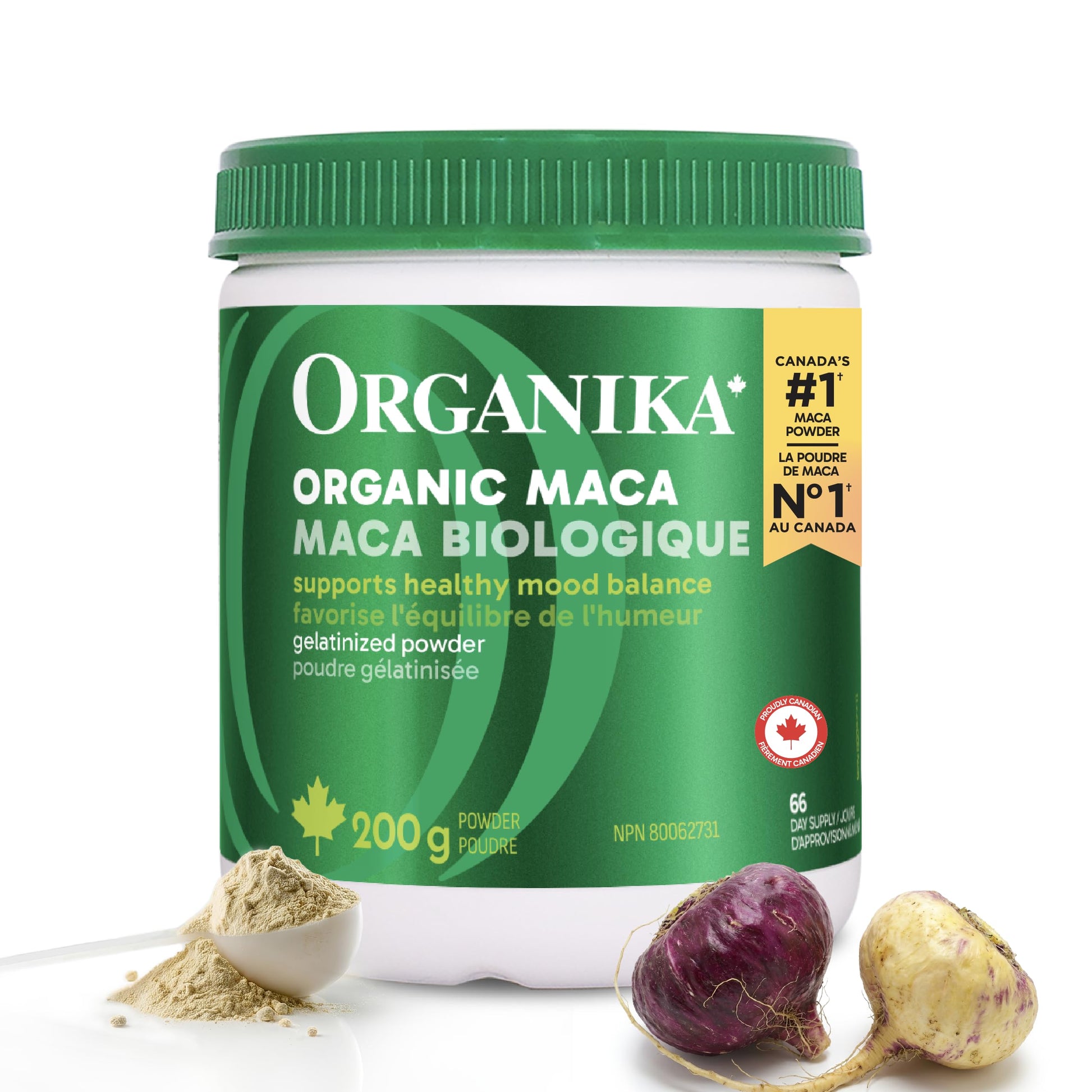 Organika Maca Certified Organic Powder- Gelatinized for High Bioavialability, Hormone Balance, Adaptogen to Help with Stress and Energy - 200 g Organika