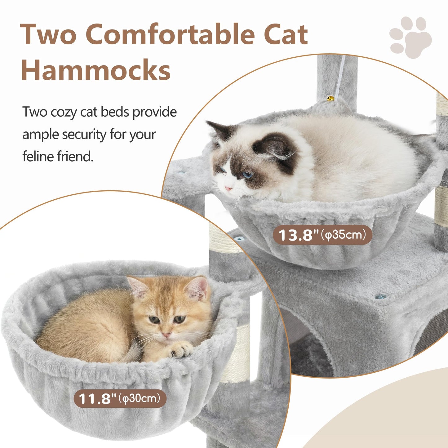 Gitelsnour Cat Tree, Cat Tower with condo, 2 Baskets, Large Platform, Scratch Board, Cat Scratching Posts for Indoor Cats, Light Gray GCT003SW