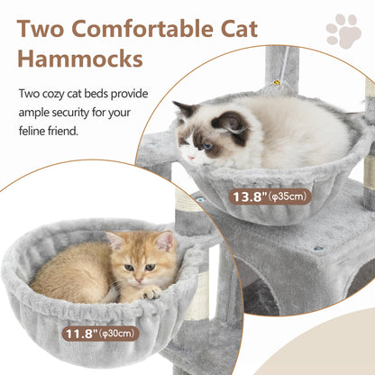Gitelsnour Cat Tree, Cat Tower with condo, 2 Baskets, Large Platform, Scratch Board, Cat Scratching Posts for Indoor Cats, Light Gray GCT003SW