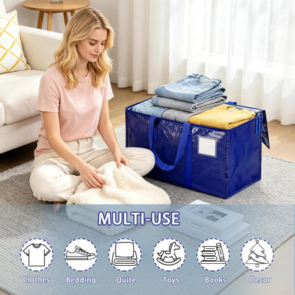 8 Pack Extra Large Heavy Duty Moving Bags,Blue Large Storage Bags with Lids,Moving Boxes with Zippers & Reinforced Handles,Storage Bins Packing Bags for College Dorm,Traveling,Christmas Decorations 🍁 All In One Marketplace Canada