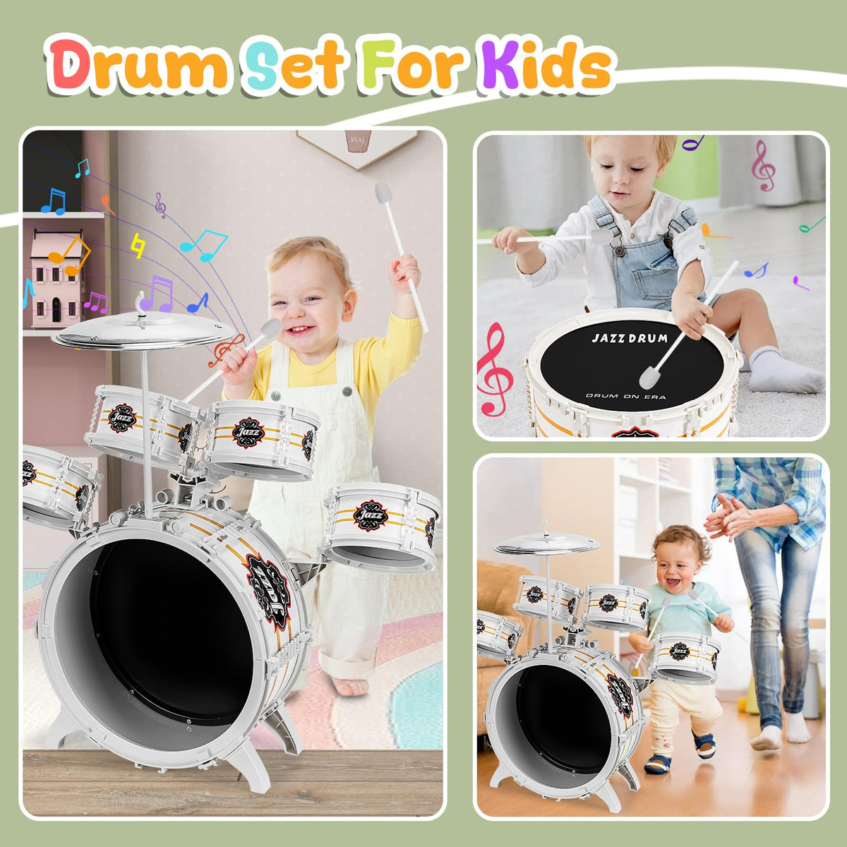 Kids Drum Set for Toddlers 1-3 - 5 Drums Musical Toys for Kids 3-5 Boy Girl 🍁 All In One Marketplace Canada