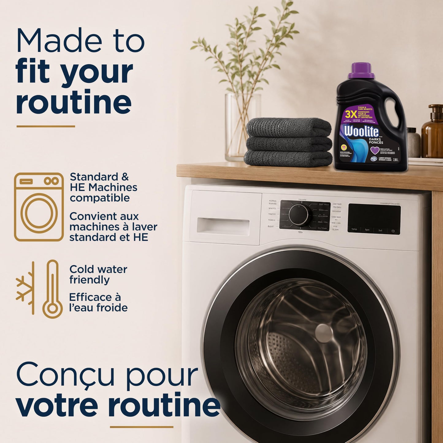 Woolite Darks Laundry Detergent for Dark Clothing; 2.96 L, 66 Loads; Helps Keep Clothes Looking Like New with Advanced Care & Fabric Guard Complex; Protects from Fading & Pilling Up 20 Washes - Available at All In One Marketplace Canada