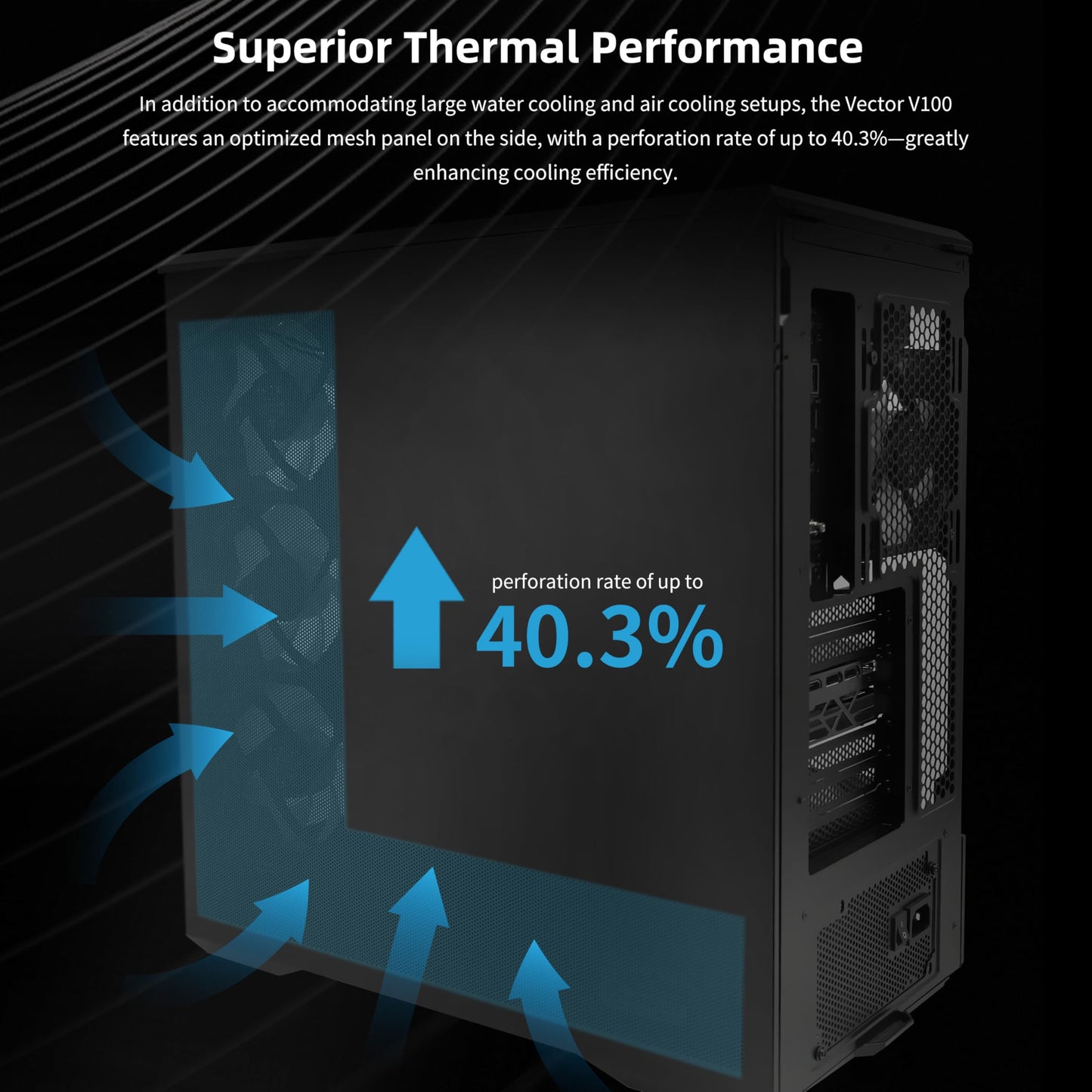 Lian Li Vector V100 ATX Mid-Tower PC Case with 4 ARGB PWM Fans, Black Lian Li