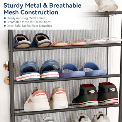 Whitmor 36 Pair Over-The-Door Rack-Gunmetal Gray Shoe Organizer WHITMOR