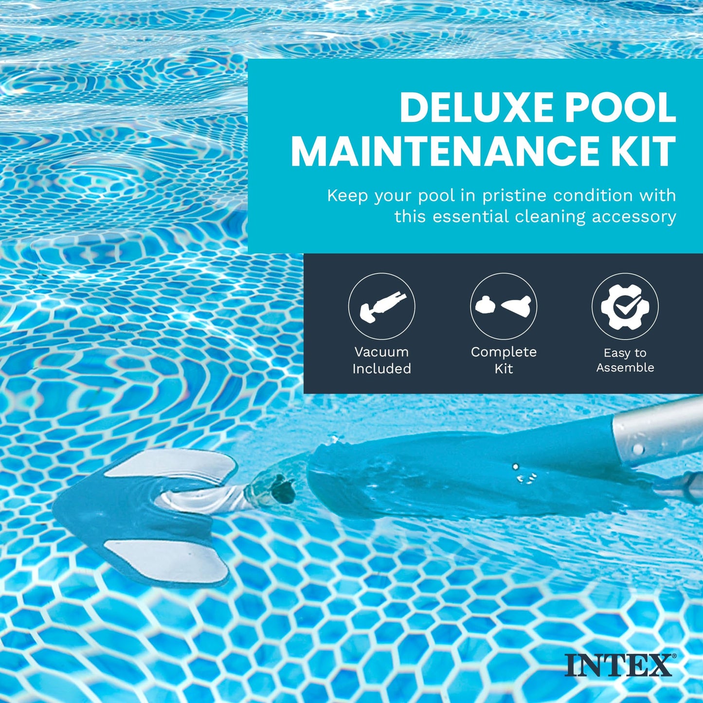 INTEX 28003E Deluxe Above Ground Pool Maintenance Kit for Minimum 800 GPH Flow Rates with Vacuum, 110" Pole, Wall Brush and 24' Hose 🍁 All In One Marketplace Canada