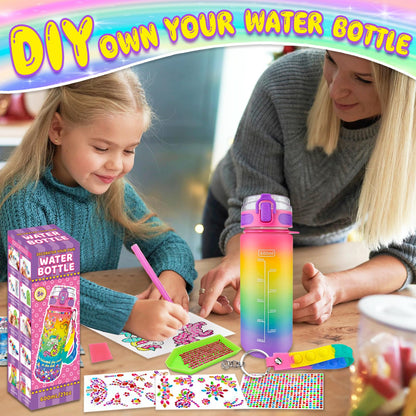 Decorate Your Own Water Bottle Craft Kit for Girls 5-12 Years Old - Unicorn Toys, Arts and Crafts Gift ideas for kids Birthday, Christmas 🍁 All In One Marketplace Canada