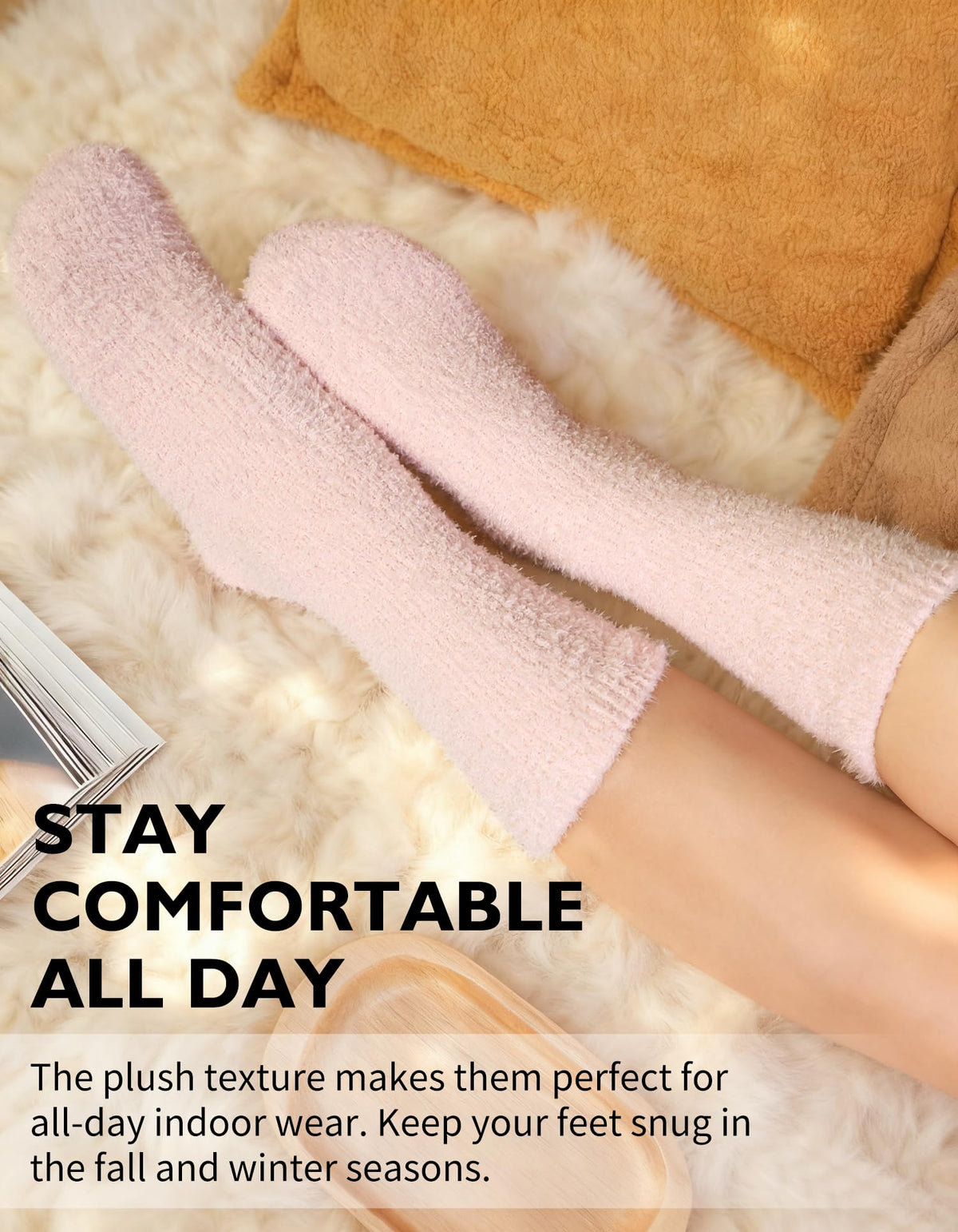 CLOSEMATE Womens Fuzzy Calf Socks, Cozy Cloud Socks Gift Box Set, 3 Pairs 🍁 All In One Marketplace Canada