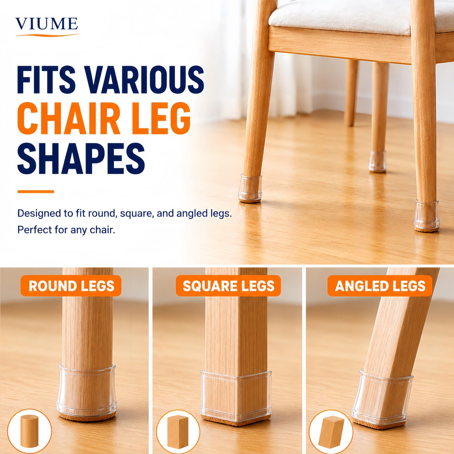 32 Pcs Chair Leg Floor Protectors for Hardwood Floors Silicone Covers to Protect Wood Tile Floors Felt Pads Furniture Leg Caps Anti-Scratch Reduce Noise (Fit:1.3"-2")