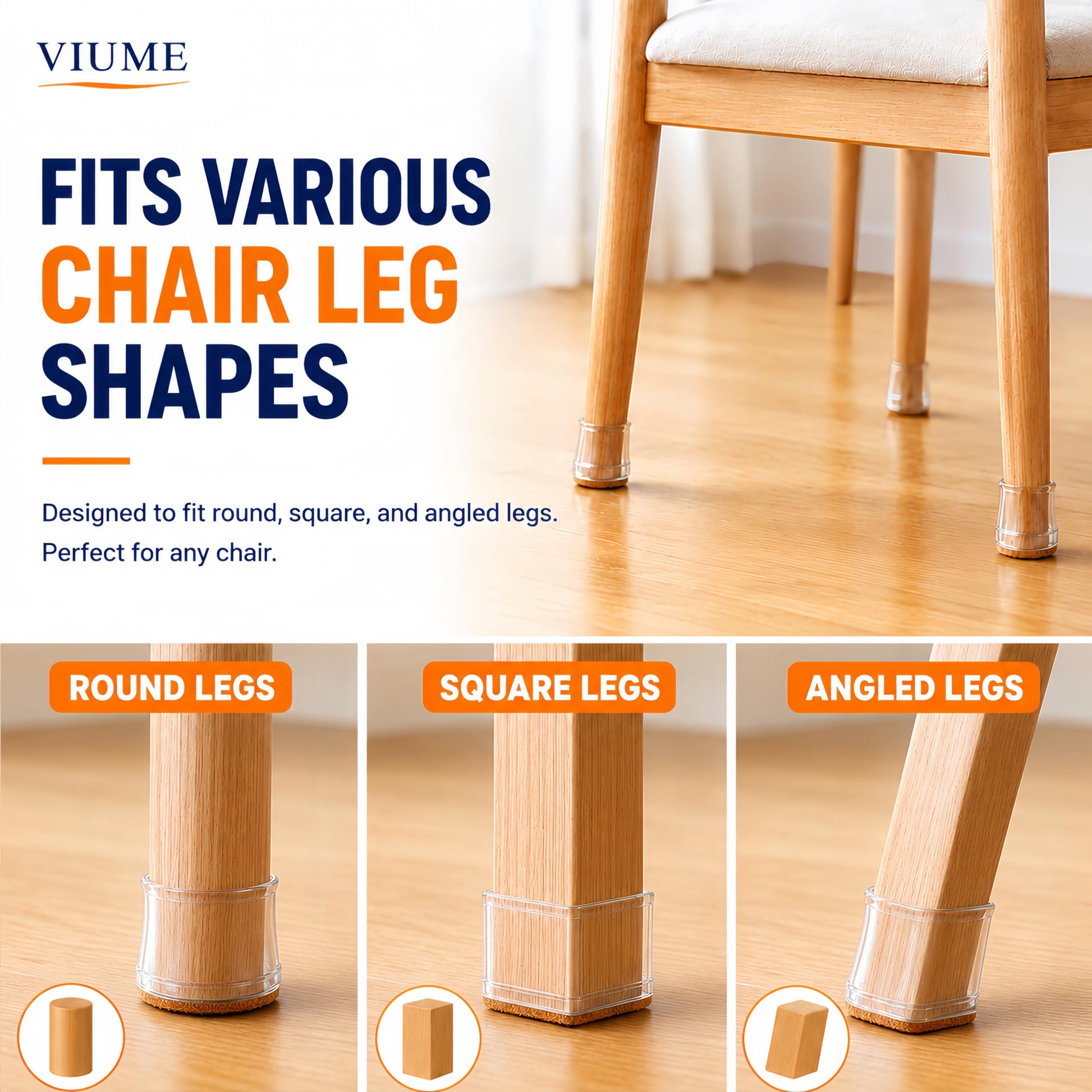 32 Pcs Chair Leg Floor Protectors for Hardwood Floors Silicone Covers to Protect Wood Tile Floors Felt Pads Furniture Leg Caps Anti-Scratch Reduce Noise (Fit:1.3"-2")