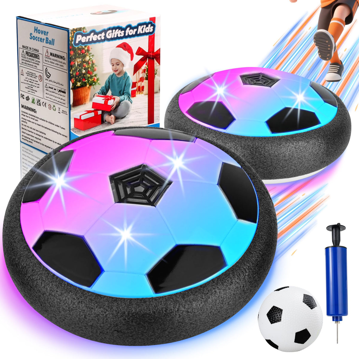 Hover Soccer Ball for Kids, 2 Pcs Hover Ball Toys Set with LED Lights, Indoor Outdoor Light-Up Soccer Ball Sport Games, Boy Gifts for 4, 5, 6, 7, 8, 9 Years Old, Christmas Birthday Gifts for Kids 🍁 All In One Marketplace Canada