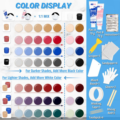 Bathtub Repair Kit 140g (Color Match), TUFINEIN Porcelain Repair Kit for Fiberglass, Enamel, Ceramic, Acrylic Repair and Fix Chips, Cracks, Scratches, Holes on Tub/Tile/Sink/Shower Tray/Shower - Available at All In One Marketplace Canada