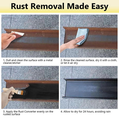 Meuvcol 2-in-1 Rust Converter & Metal Primer, 35 Floz Black Rust Remover Paint For Metal, Ultra Automotive Rust Reformer & Seal, Long-Lasting Rust Preventative Coating, Rust Inhibitor Repair Kit