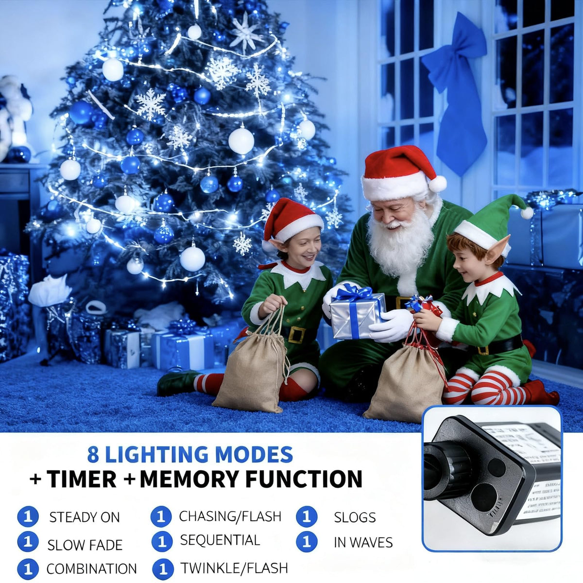 MZD8391 105FT 300LED Christmas Light, Christmas Tree Light, Blue White 🍁 All In One Marketplace Canada