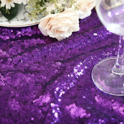 Nappe à sequins violets B-COOL 60x102 pouces, tissu de cuisine étincelant, dessus de table à paillettes pour décorations de mariage, d'Halloween et de fête d'anniversaire