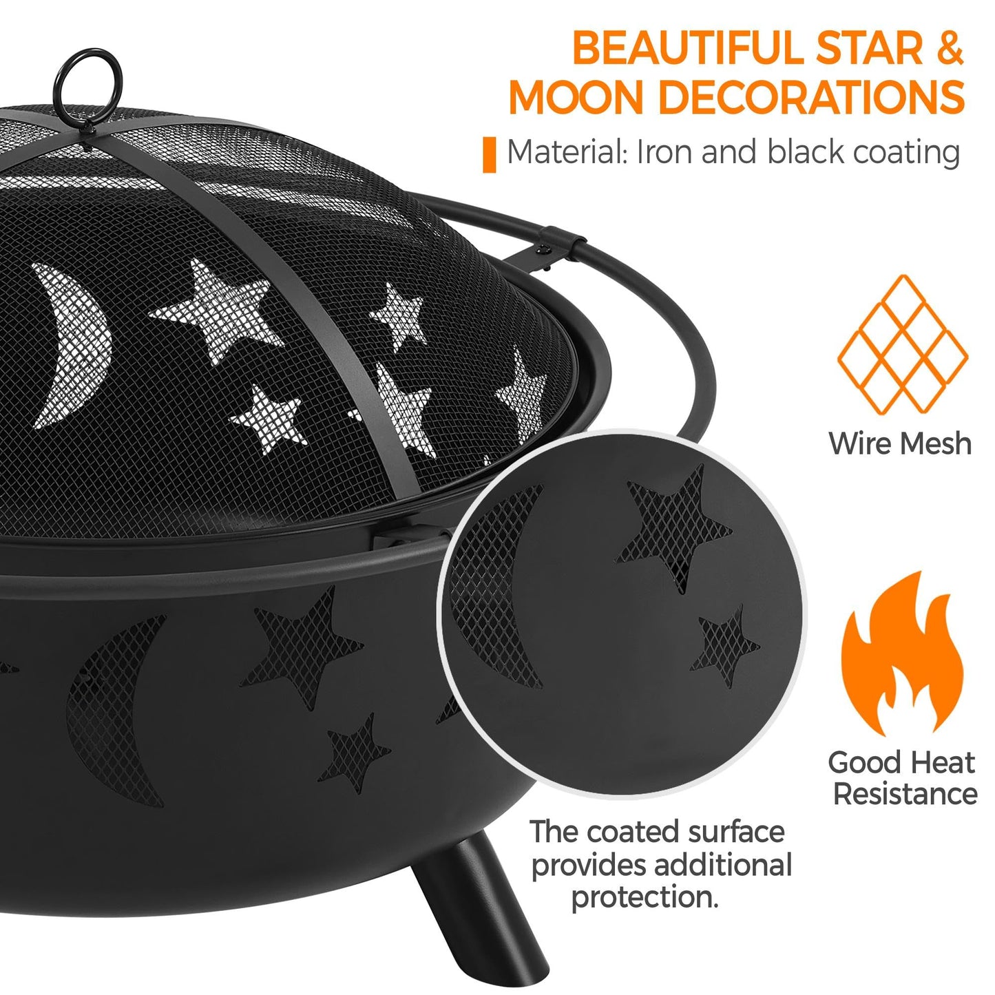 Yaheetech 30in Fire Pits with Poker & Spark Screen Deep Large Fire Bowl Yaheetech