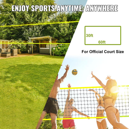VEVOR Outdoor Portable Volleyball Net System, Adjustable Height Steel Poles, Professional Volleyball Set with PVC Volleyball, Pump, Carrying Bag, Heavy Duty Volleyball Net for Backyard, Beach, Lawn VEVOR