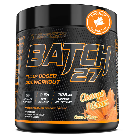 Batch 27 Pre Workout Powder - Nitric Oxide Booster & Preworkout for Men and Women w/Citrulline, Beta Alanine, Caffeine for Enhanced Energy, Endurance, & Reduced Fatigue - 40 Servings, Orange Cream