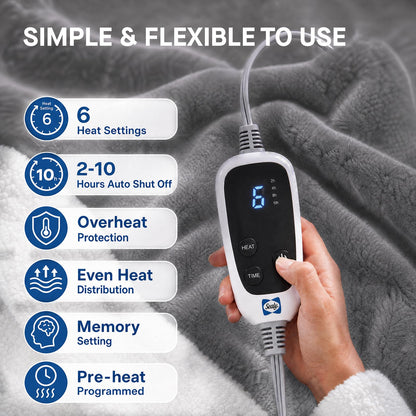 Sealy Wearable Electric Blanket with Foot Pocket, 50"x70"+18", Light Grey 🍁 All In One Marketplace Canada