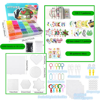 Vytung Fuse Beads Kit 13000pcs 36 Colors 5MM Melty with 6 Pegboards 220 Patterns 4 Tweezers 4 Ironing Paper, Melting Beads Kit for Christmas Birthday 🍁 All In One Marketplace Canada