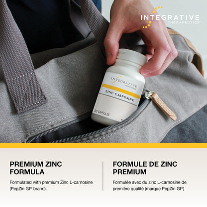 Integrative Therapeutics Zinc Carnosine – Premium Zinc Supplement – 75mg of Zinc Carnosine – Factor in the Maintenance of Good Health - PepZin GI – 60 Capsules - Available at All In One Marketplace Canada
